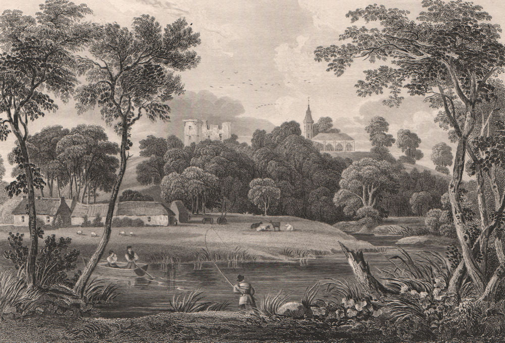 Dairsie Old Church (St Mary's), & Diarsie Castle. Scotland 1845 print